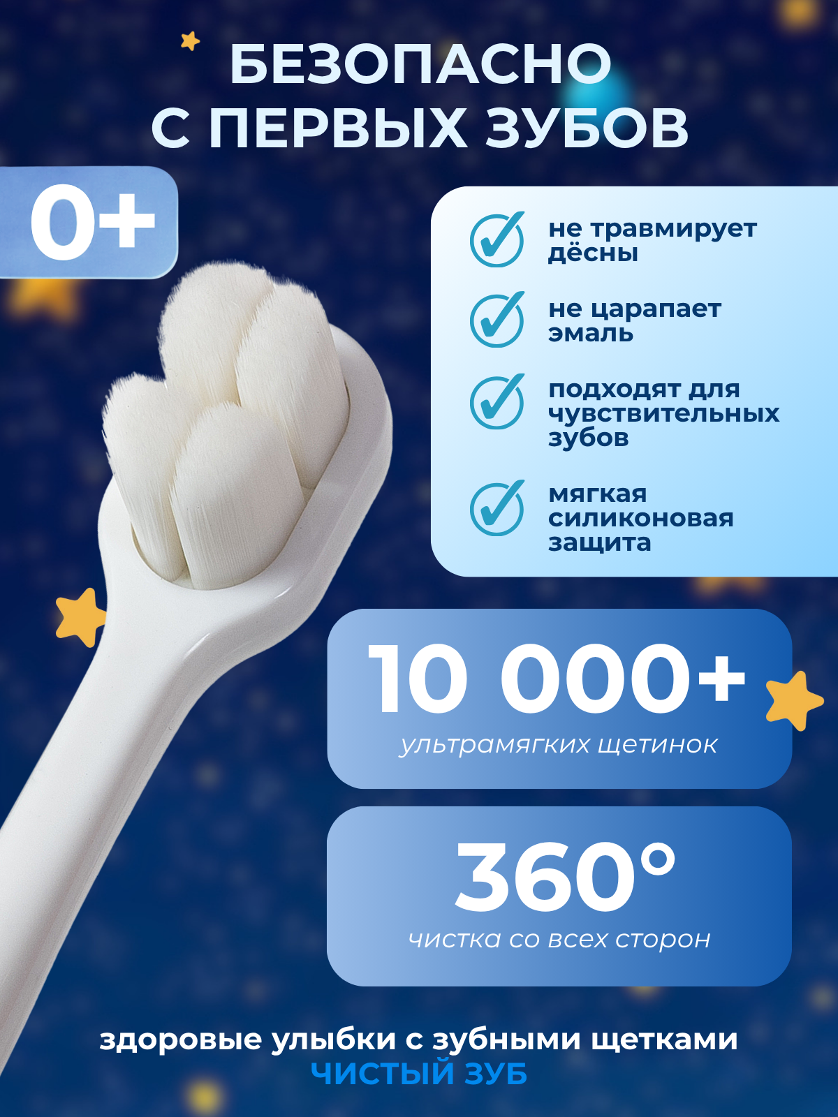 Зубная щетка классическая Чистый Зуб от 0 лет 1 шт. - фото 3