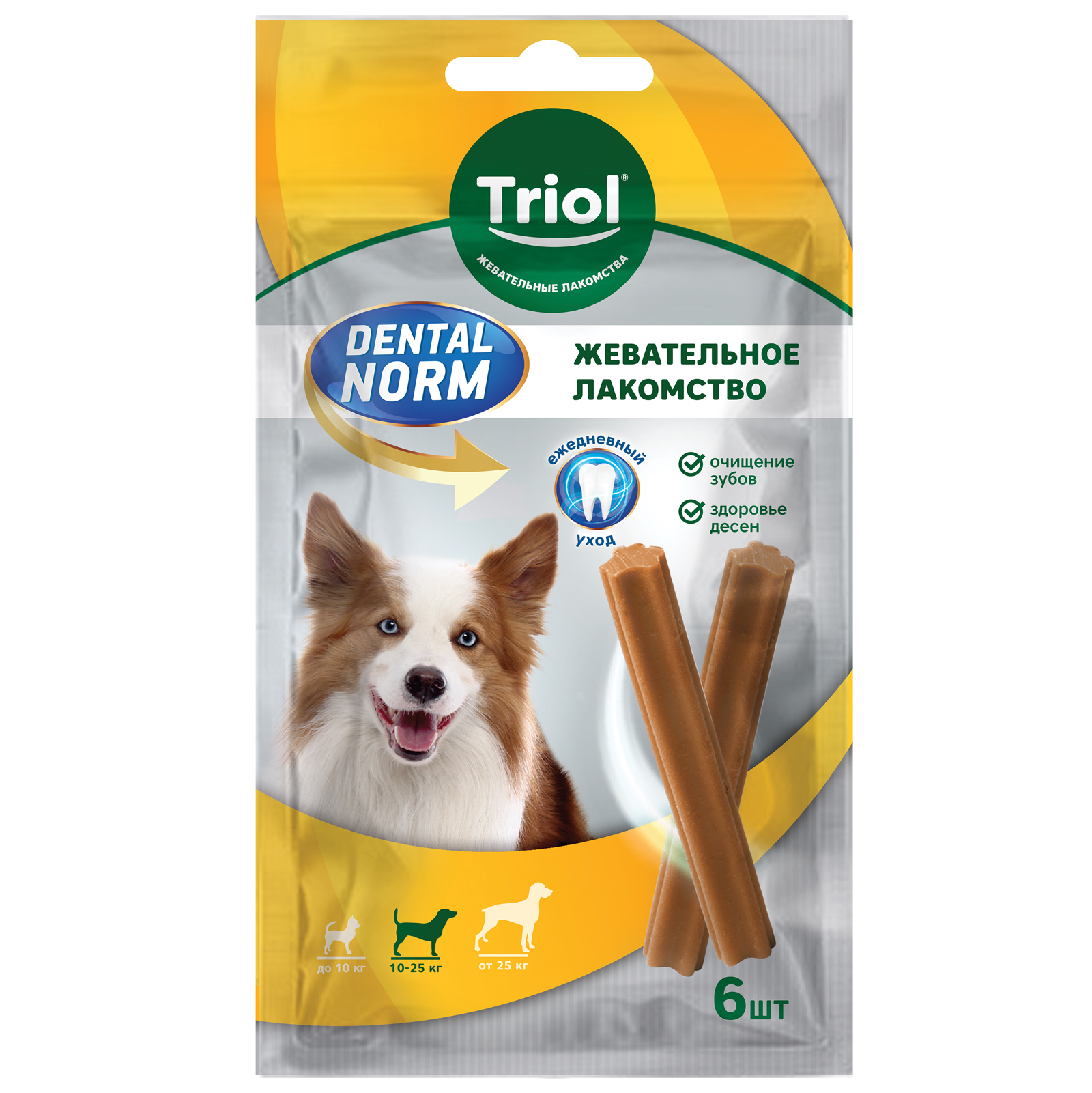 Лакомство для собак Triol 150г Dental norm средних пород Палочки жевательные 6шт - фото 1