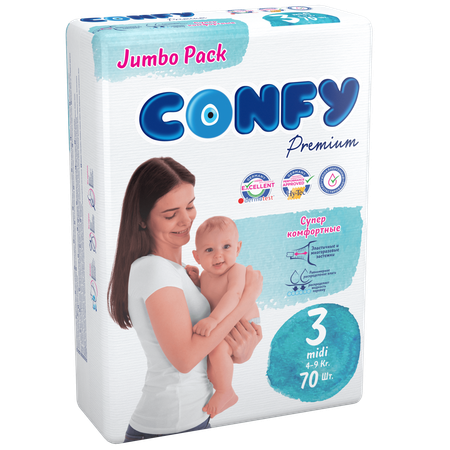 Подгузники CONFY Premium 3 70 шт.