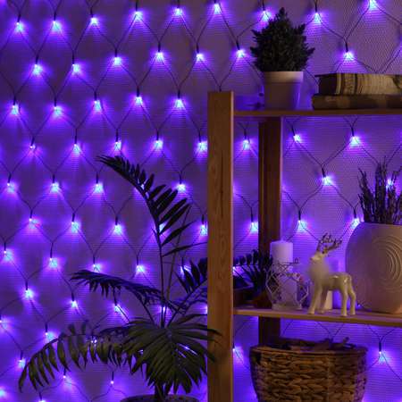 Гирлянда Luazon «Сеть» 1.6 × 1.6 м IP20 тёмная нить 144 LED свечение синее 8 режимов 220 В