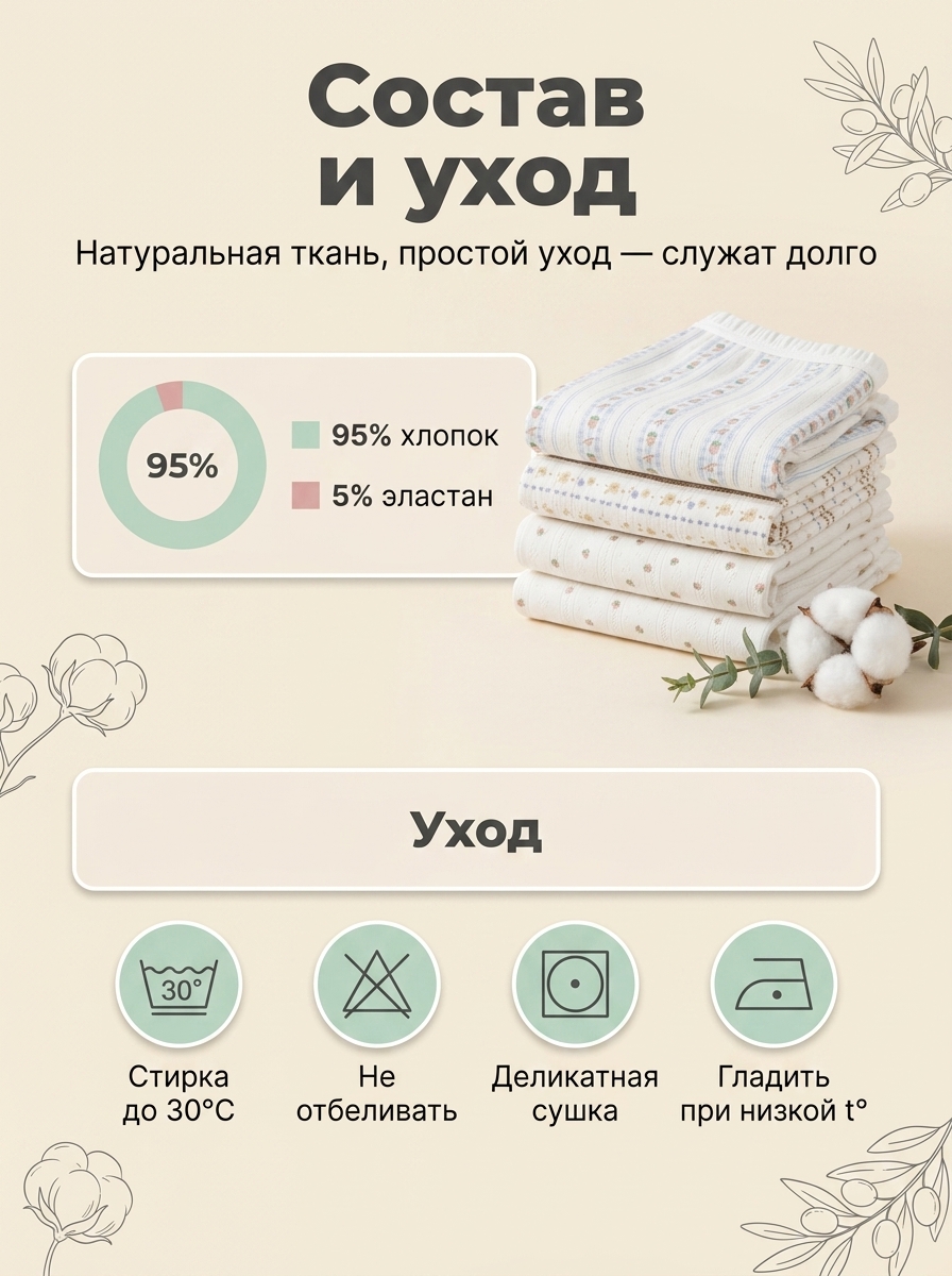 Трусы 4 шт Bambooland girlpants-lace - фото 7