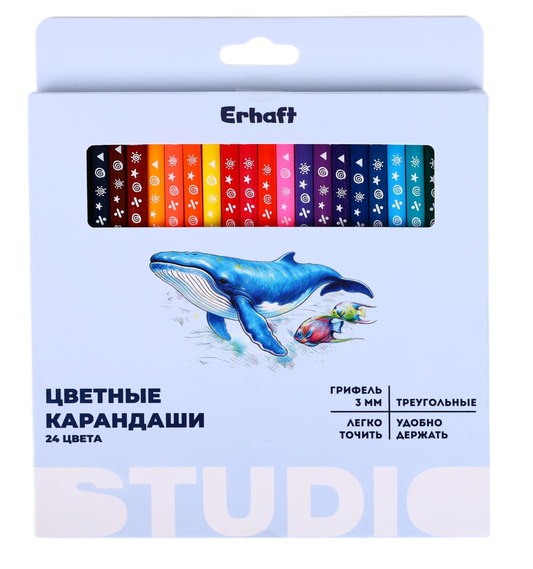 Изображение товара Карандаши цветные Erhaft 24 шт трехгранные KR971277 Изображение товара Карандаши цветные Erhaft 24 шт трехгранные KR971277