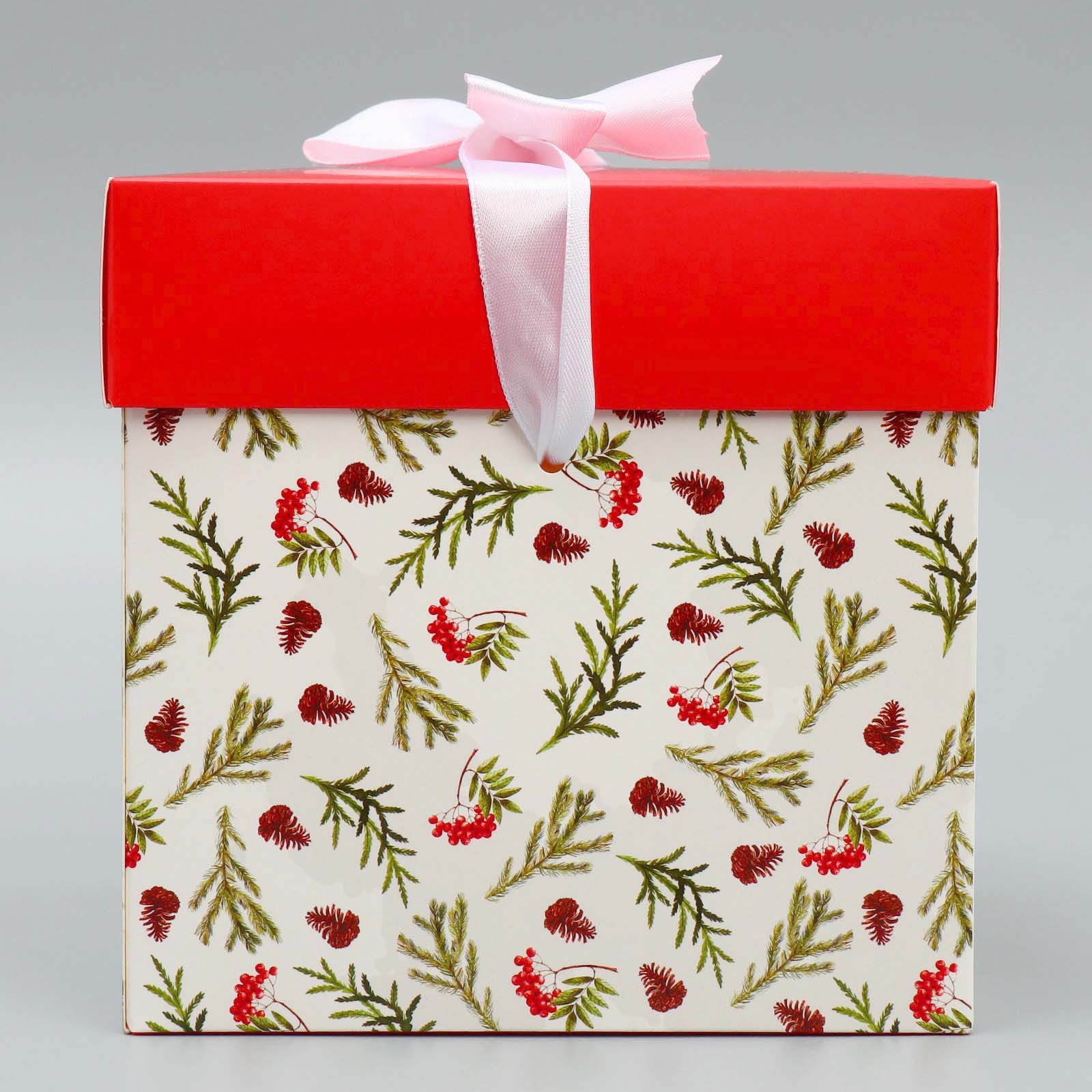 Коробка складная Дарите Счастье "Снегири", 15 х 15 х 15 см - фото 4