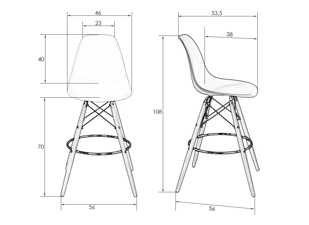 Стул DOBRIN DSW BAR 2 шт. - фото 7