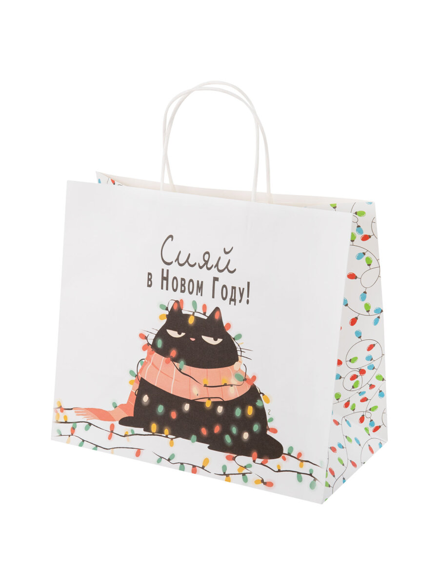 Пакет подарочный новогодний Золотая сказка пакетики для подарков и сладостей набор 4 штуки крафт - фото 9