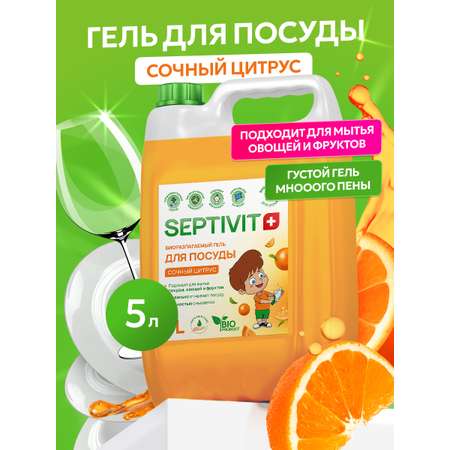 Средство для мытья посуды SEPTIVIT Сочный цитрус 5л