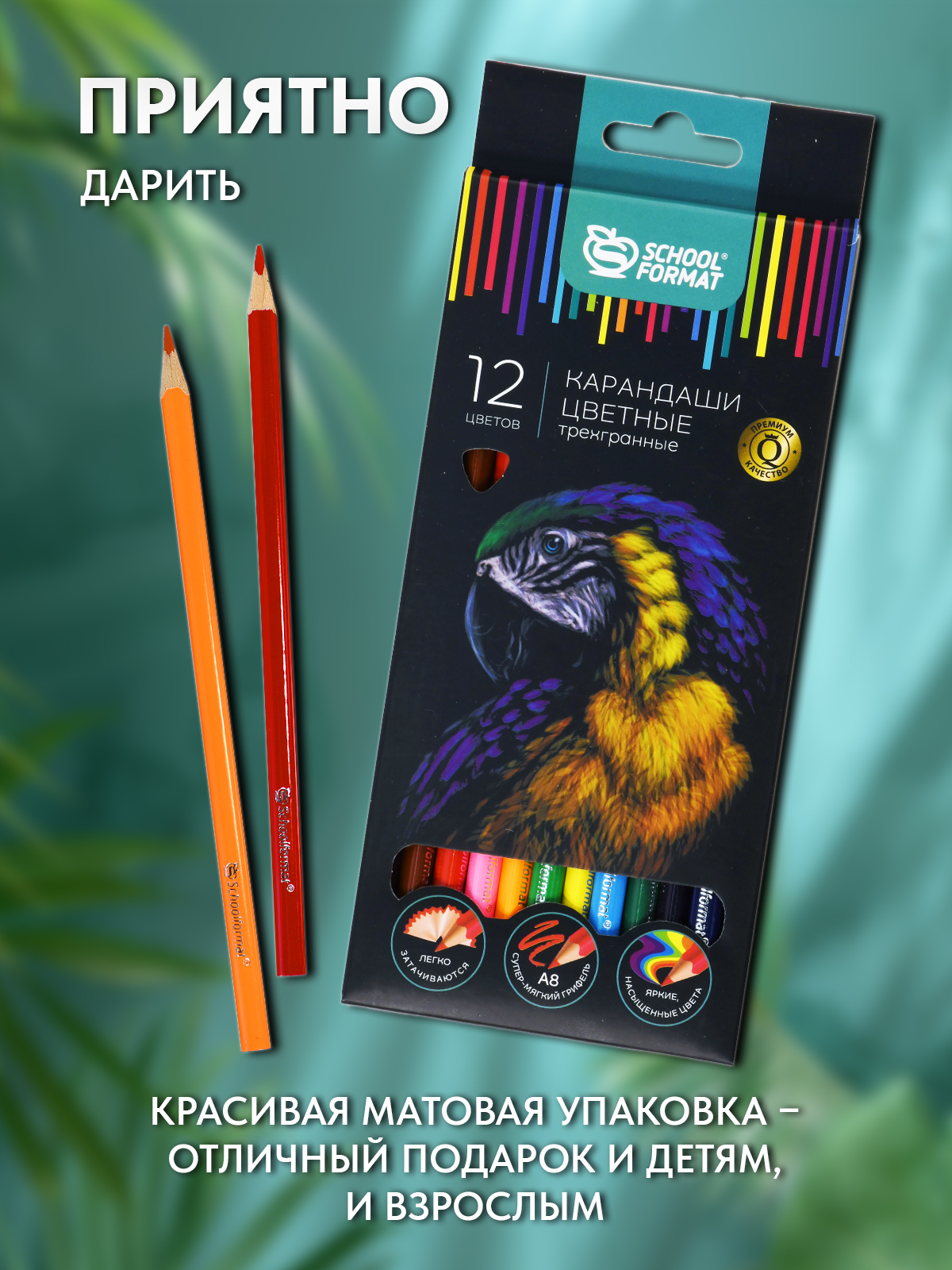Карандаши цветные SCHOOLFORMAT 12 шт. - фото 8