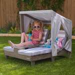 Шезлонг детский KidKraft с тентом серо-белые полосы 20044_KE