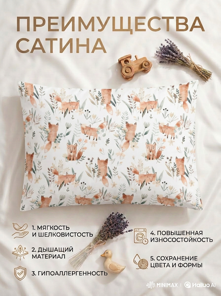 Наволочка Мягкий Кролик Лисички 40 x 60 см 1 шт. - фото 2