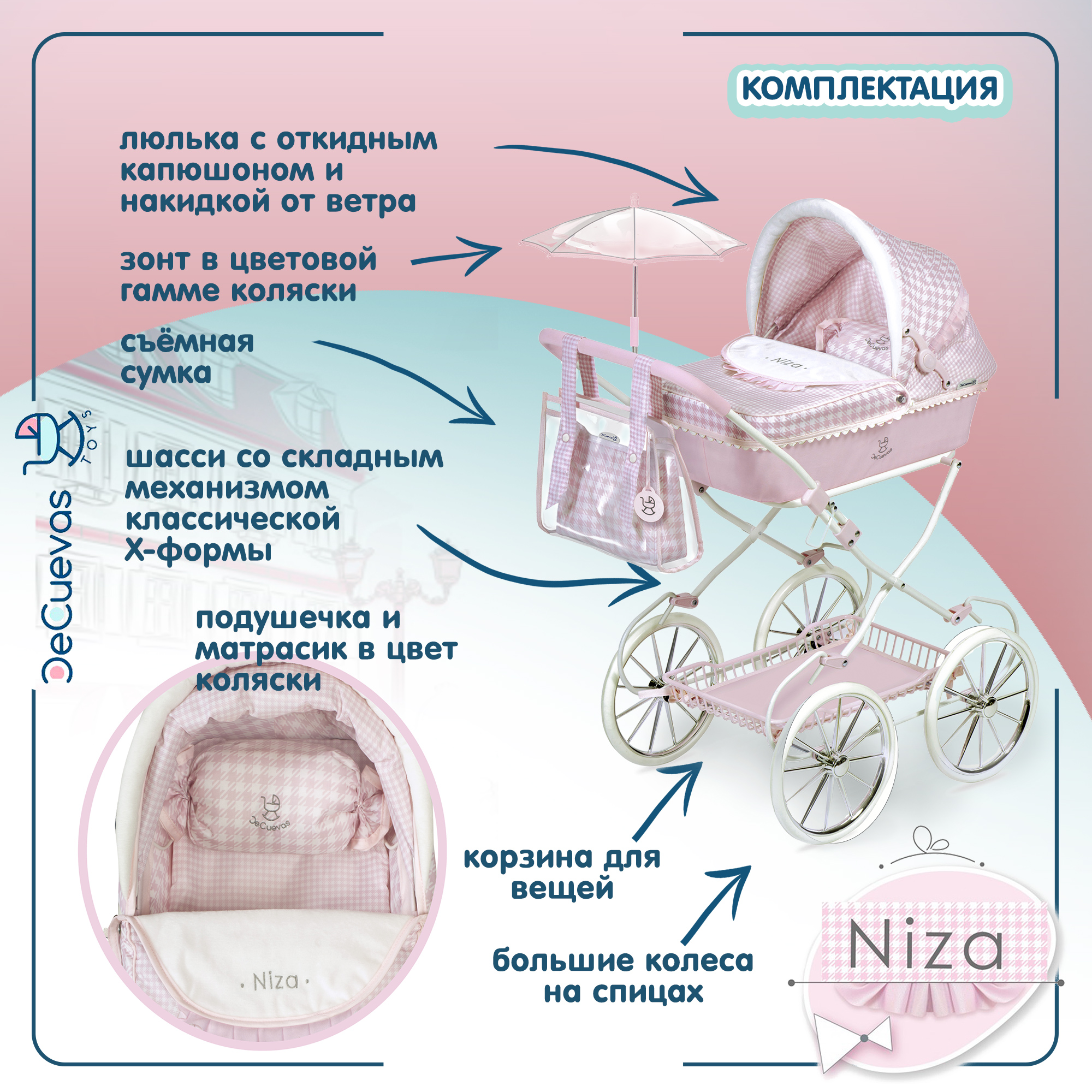 Коляска-люлька для кукол DeCuevas Toys 81046 - фото 4