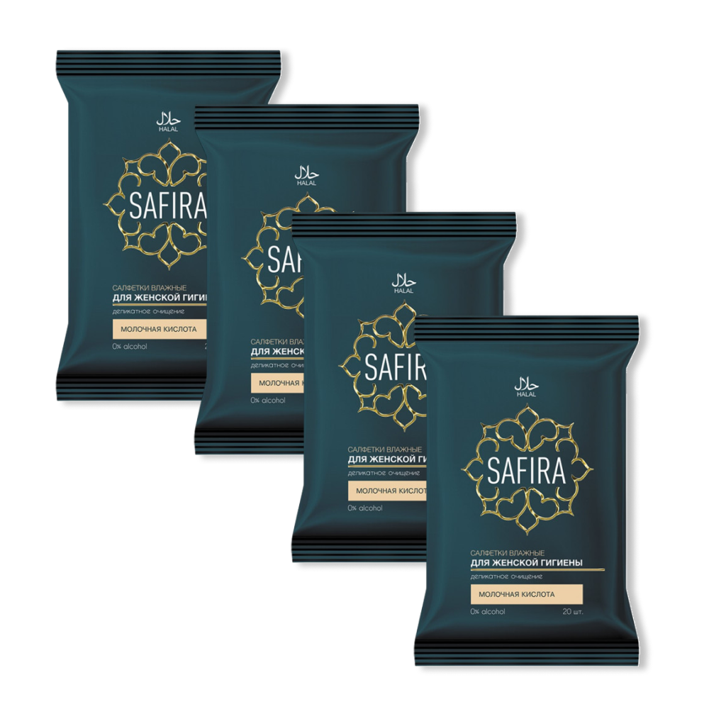 Влажные салфетки SAFIRA для интимной гигиены 4 упак. 20 шт. - фото 1