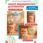Медицинская карта Проф-Пресс 2 шт+прививочный сертификат. Набор медицинских документов. Рыжий котёнок
