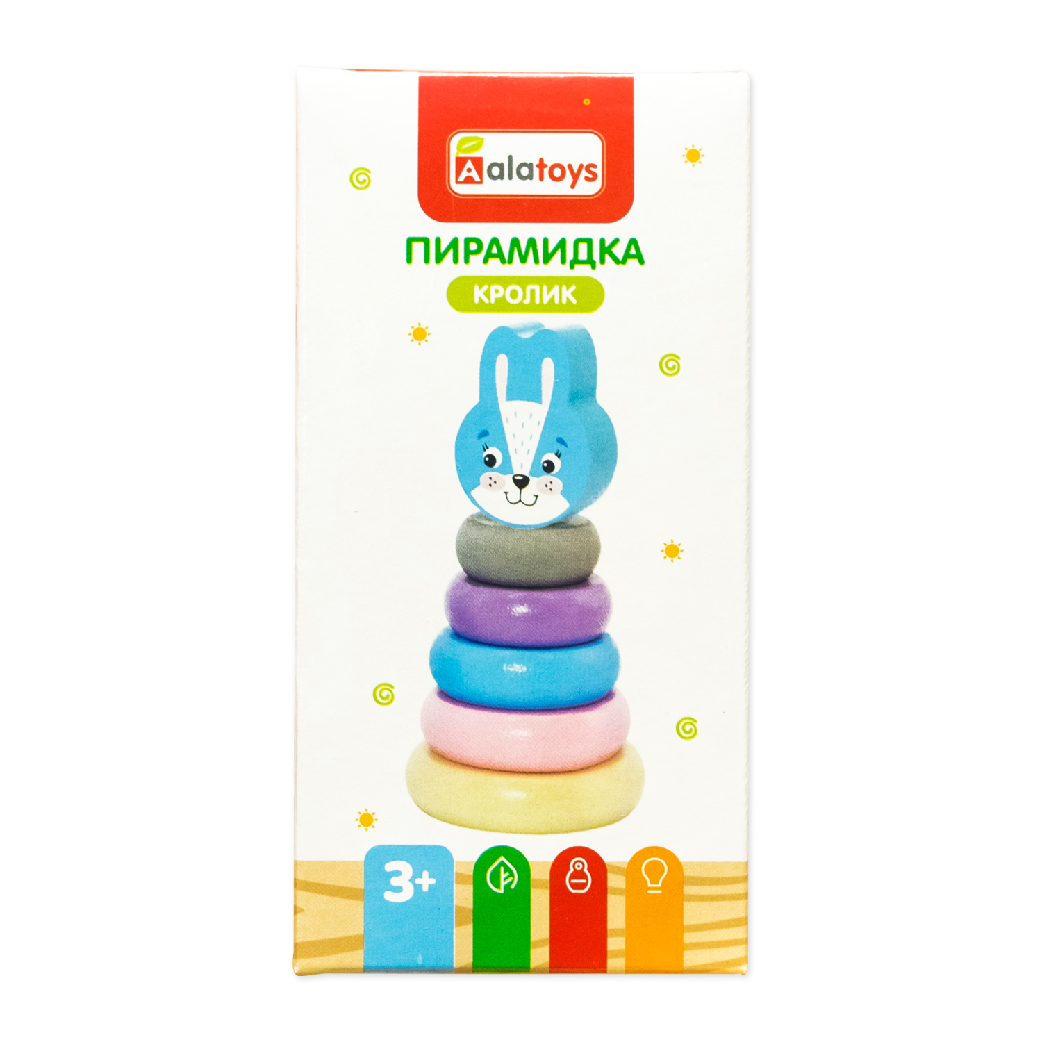 Игрушка Alatoys пирамидка маленькая Зайчик для малышей - фото 7