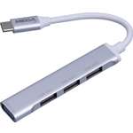 Разветвитель USB HS001 USB3.0x1/USB 2.0x3/серебристый