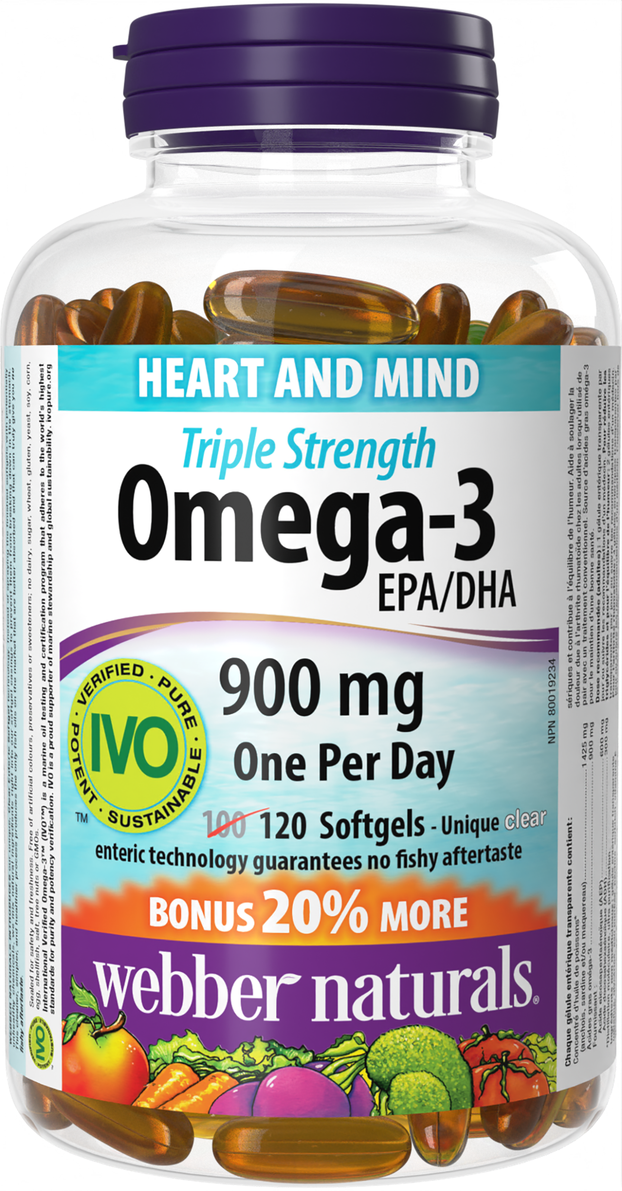 БАД Webber naturals Тройная сила Омега-3 900 мг 1974 мг 120 капсул - фото 1