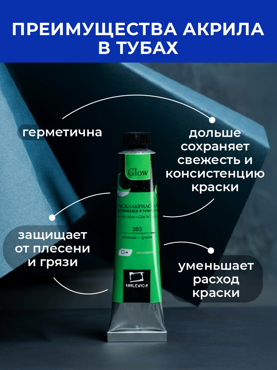 Краски акриловые Малевичъ 6 цв. - фото 4