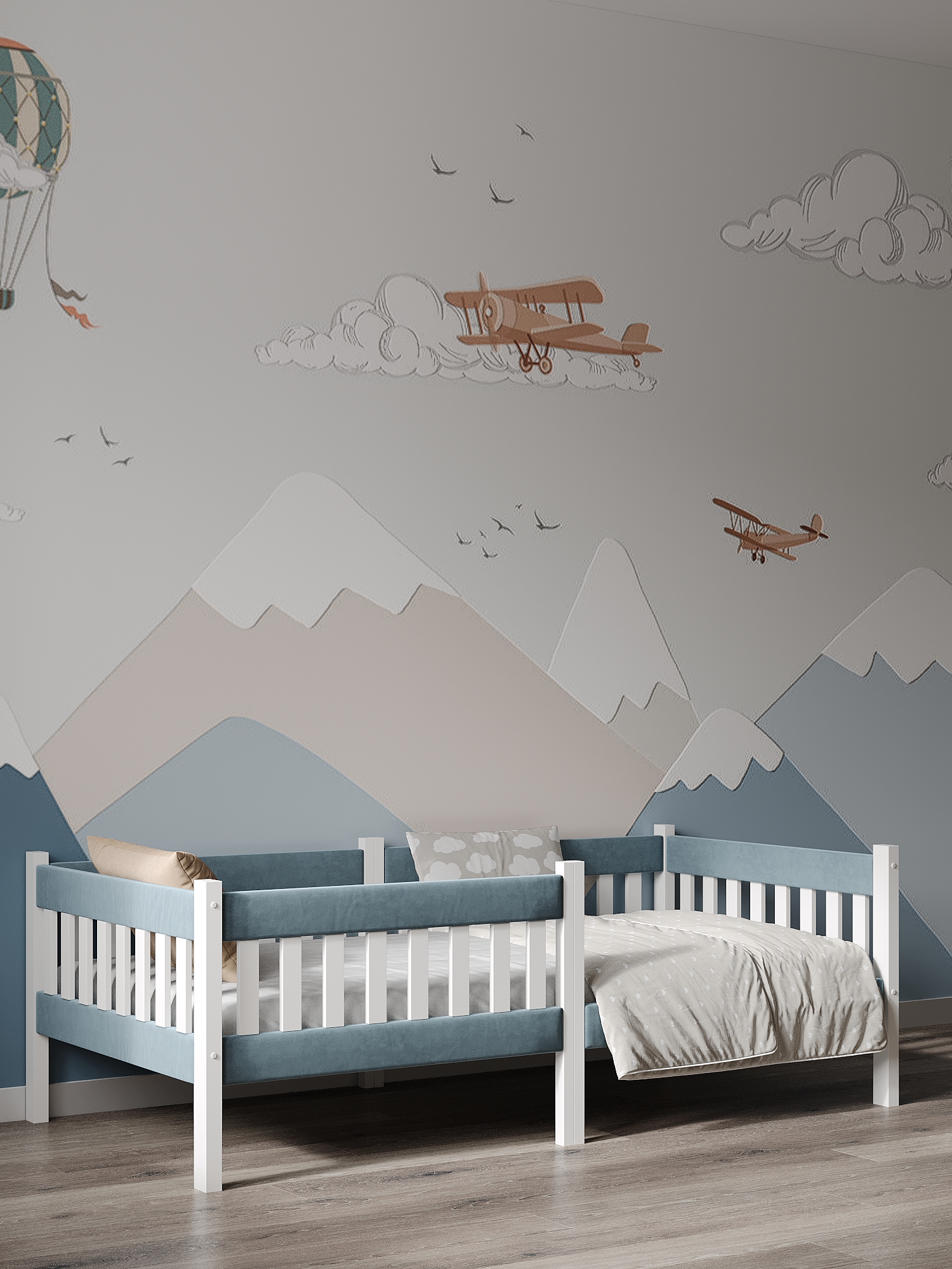 Кровать подростковая Moms charm (серый, синий) - фото 11