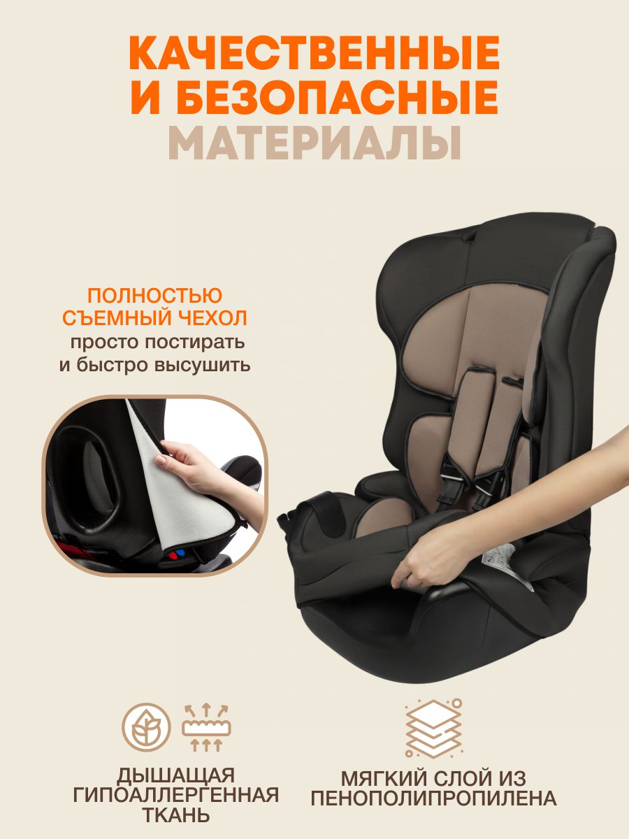 Автокресло ZLATEK Atlantic lux 1/2/3 (9-36 кг) коричневый - фото 8