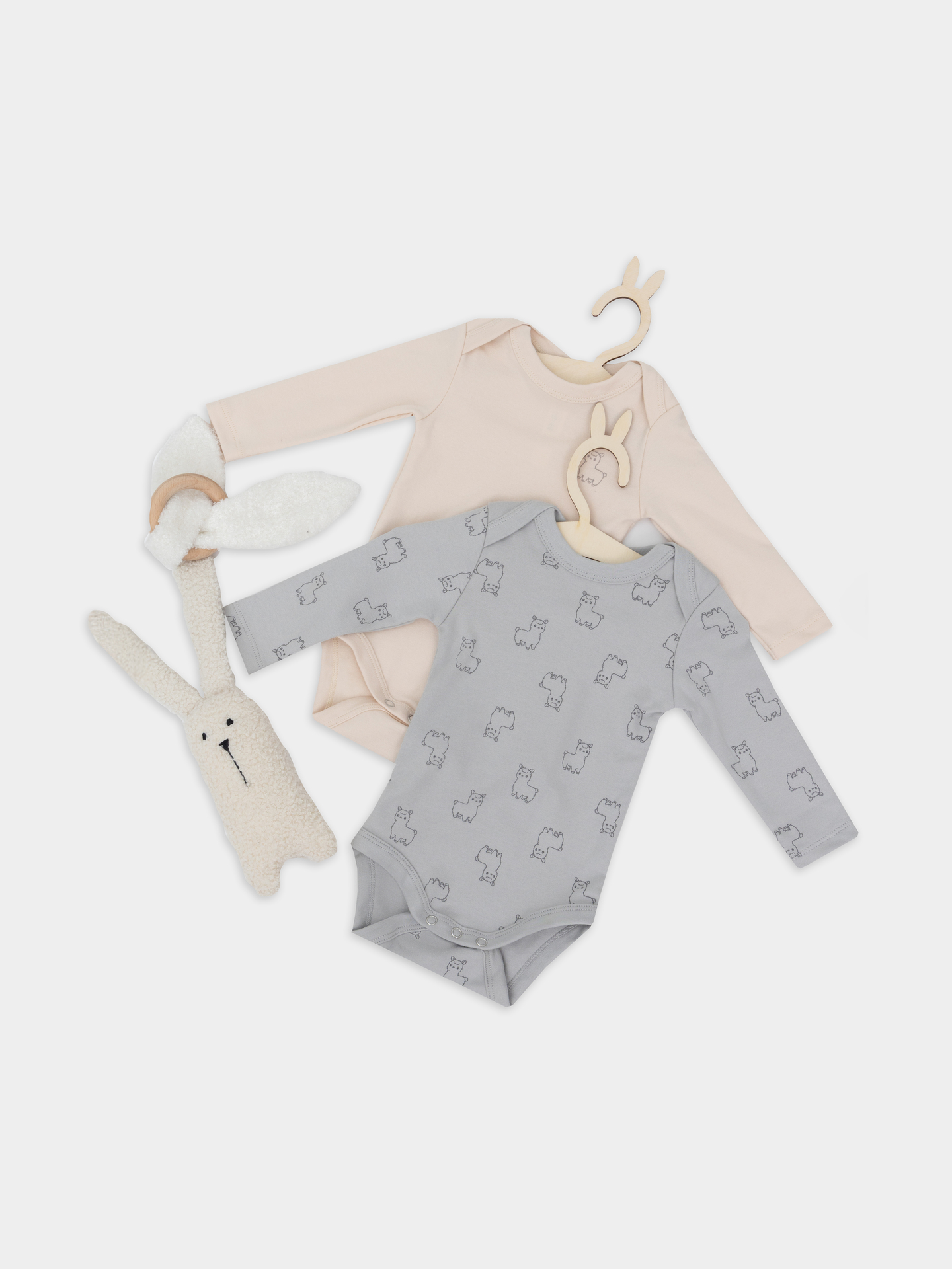 Боди 2 шт Mark Formelle (Марк Формэль) 13016-2/альпаки на сером +пудровый - фото 1