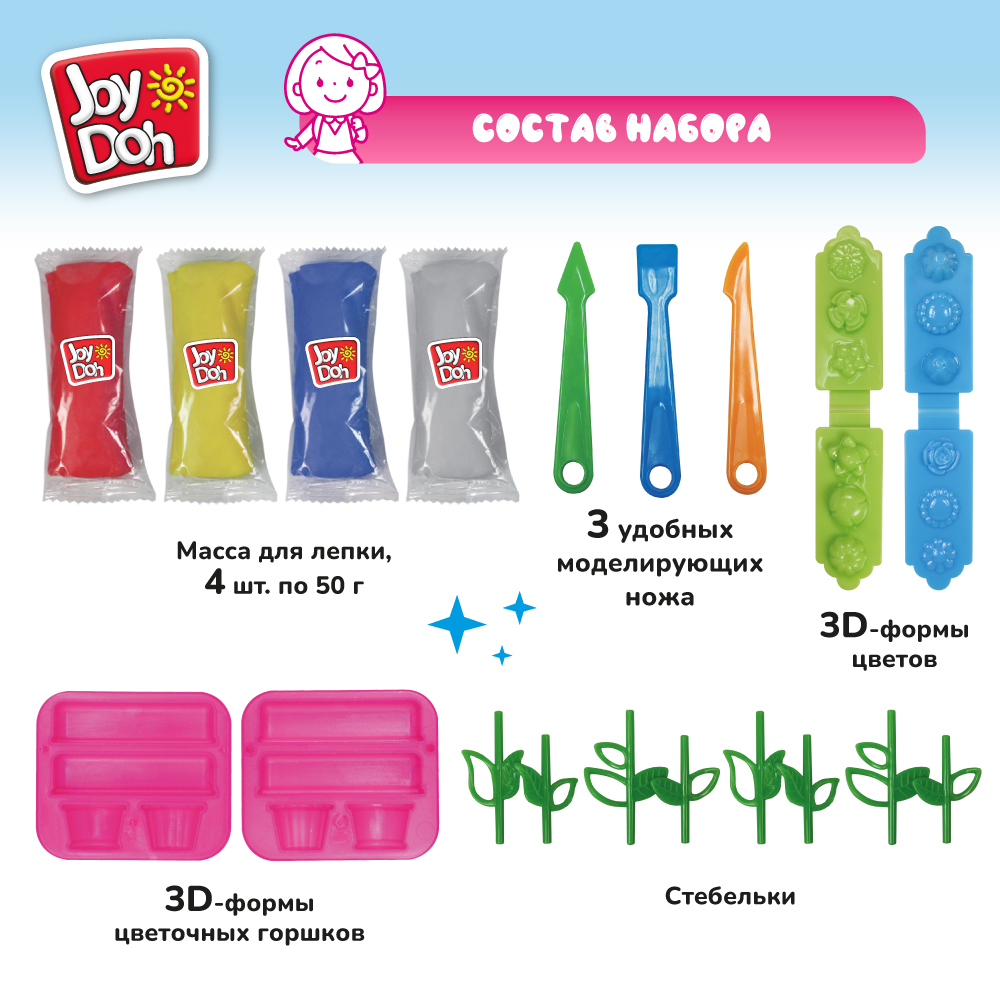 Масса для лепки Joy-Doh Цветочная оранжерея - фото 2