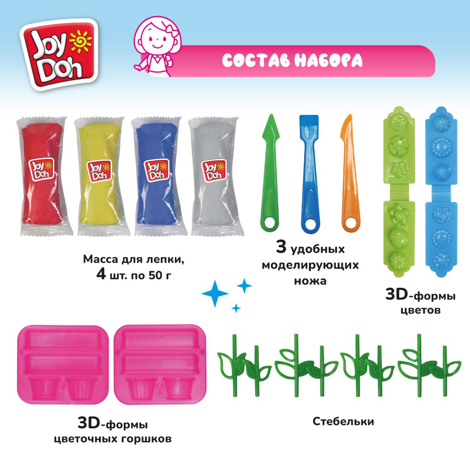 Масса для лепки Joy-Doh Цветочная оранжерея - фото 2