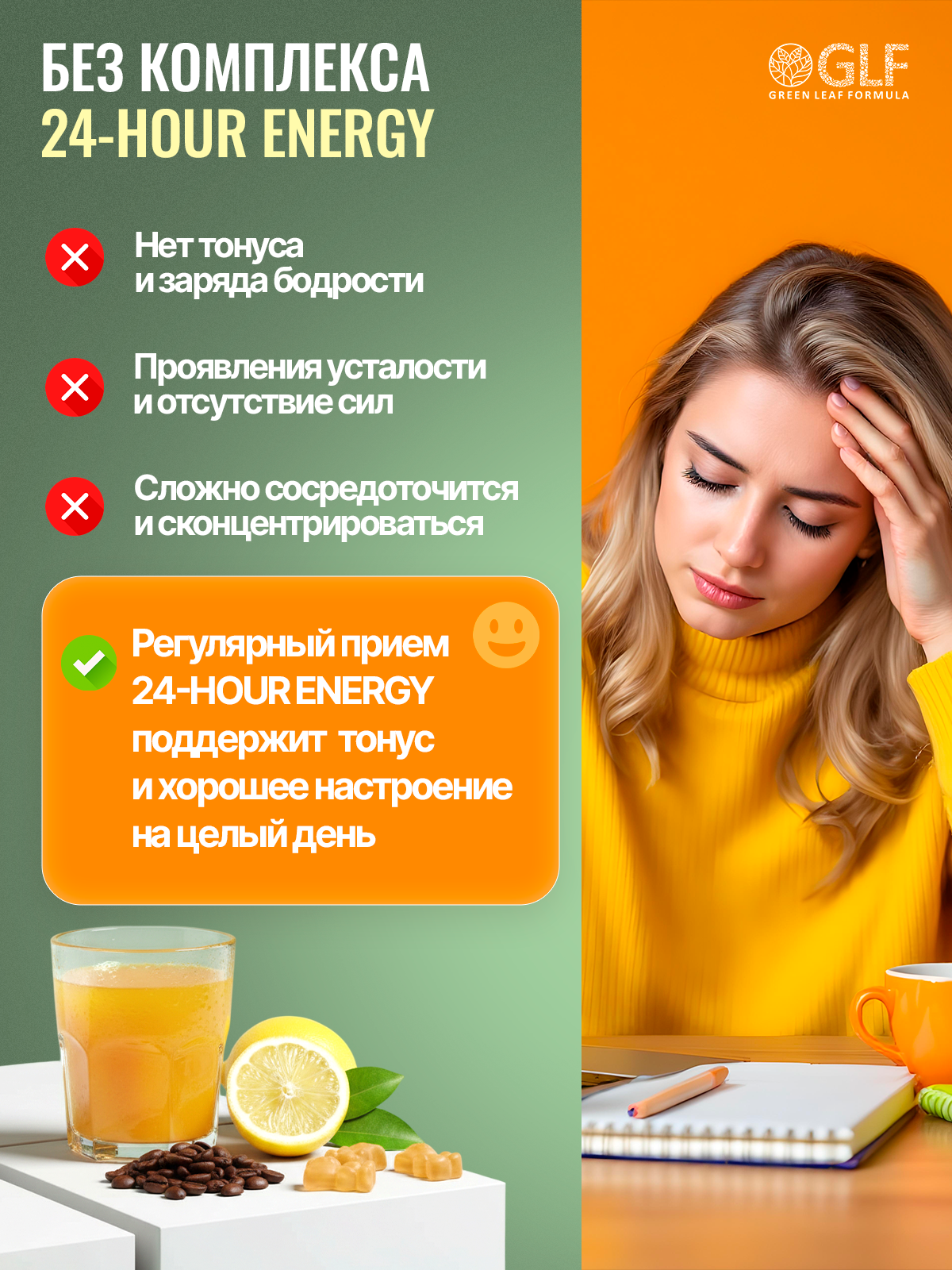 Мармеладные витамины для энергии Green Leaf Formula со вкусом лайма и лимона для бодрости и пробуждения - фото 5