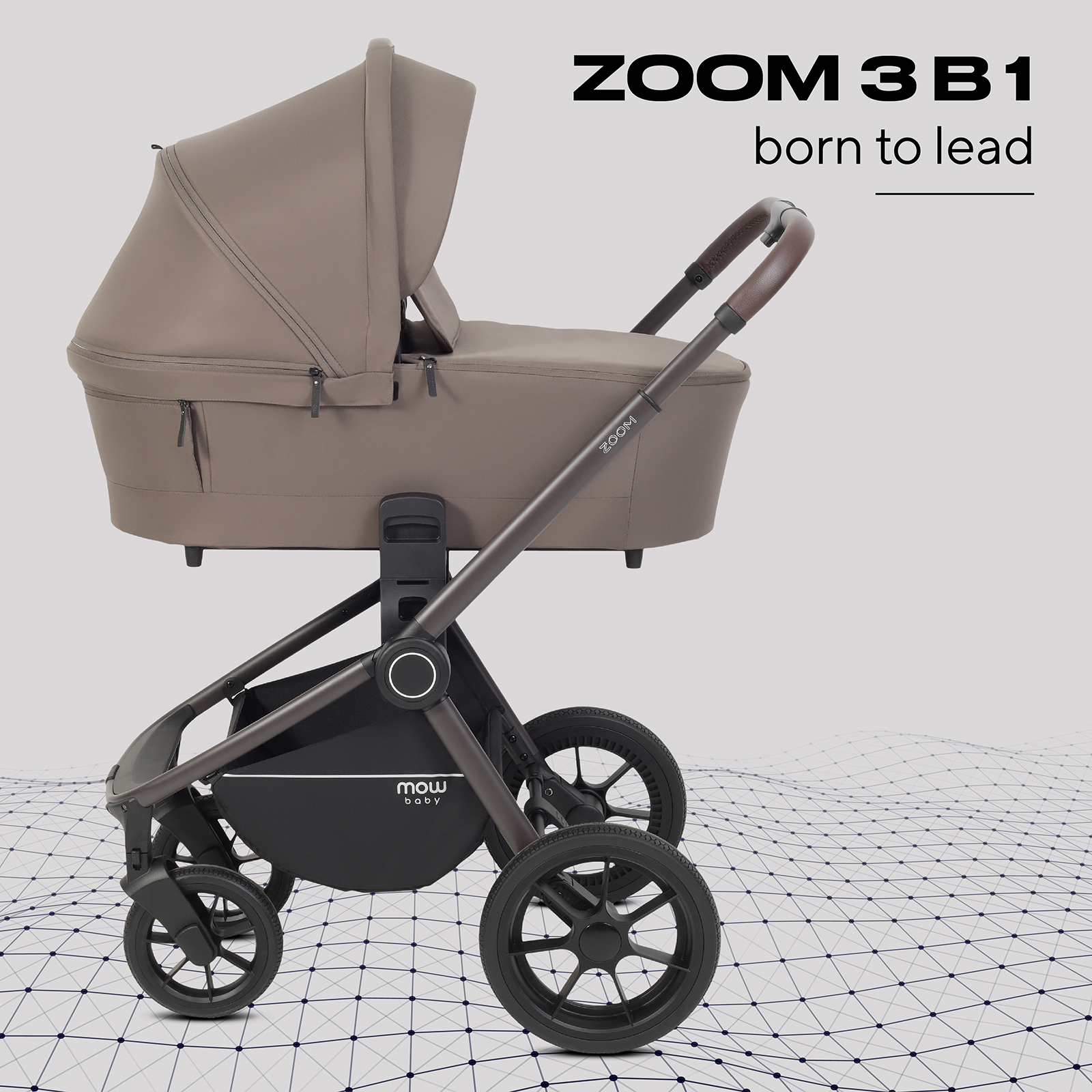 Коляска 3в1 MOWbaby Zoom new 3в1, mocca коричневый - фото 1