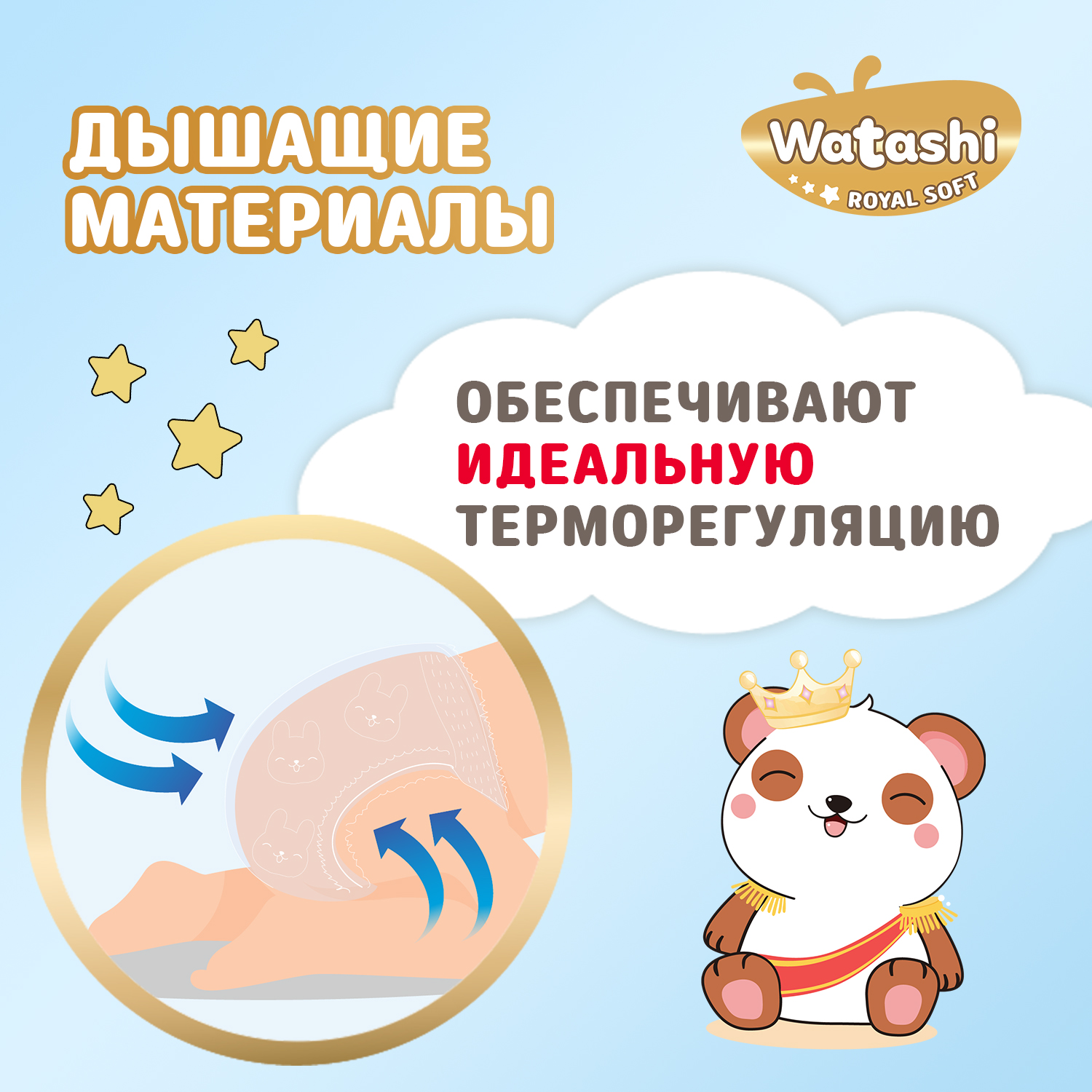 Трусики WATASHI Royal Soft Royal Soft 3 (6-10 кг) 68 шт. - фото 6