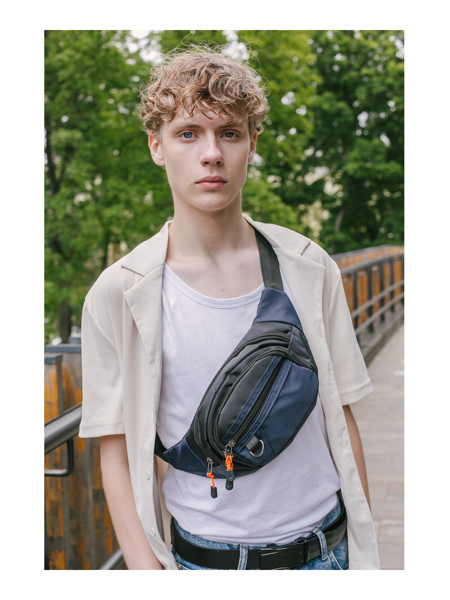 Сумка HEIKKI синий/оранжевый поясная - фото 14