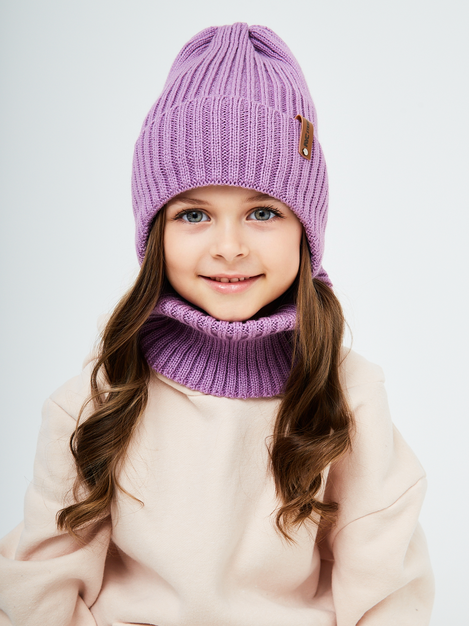 Шапка и снуд NYCkids NYC-H-56-zaviazki-lilac - фото 15