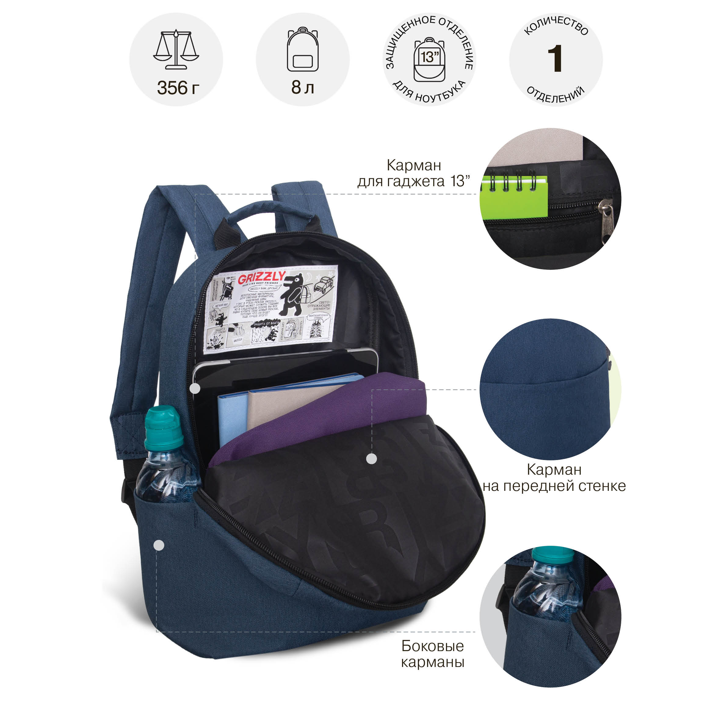 Рюкзак Grizzly для девочки - фото 7