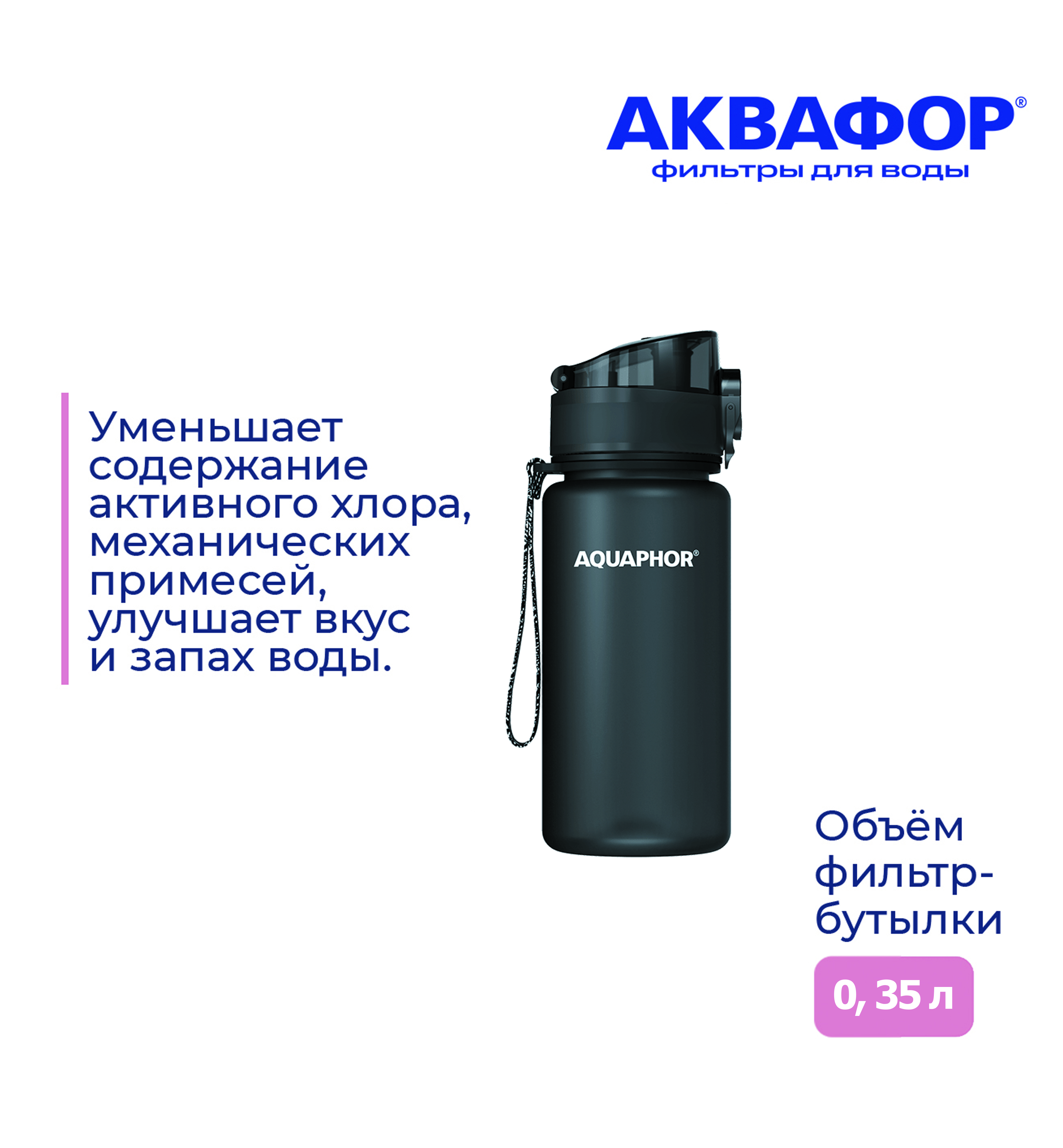 Бутылка-фильтр Аквафор 350 мл черная - фото 3