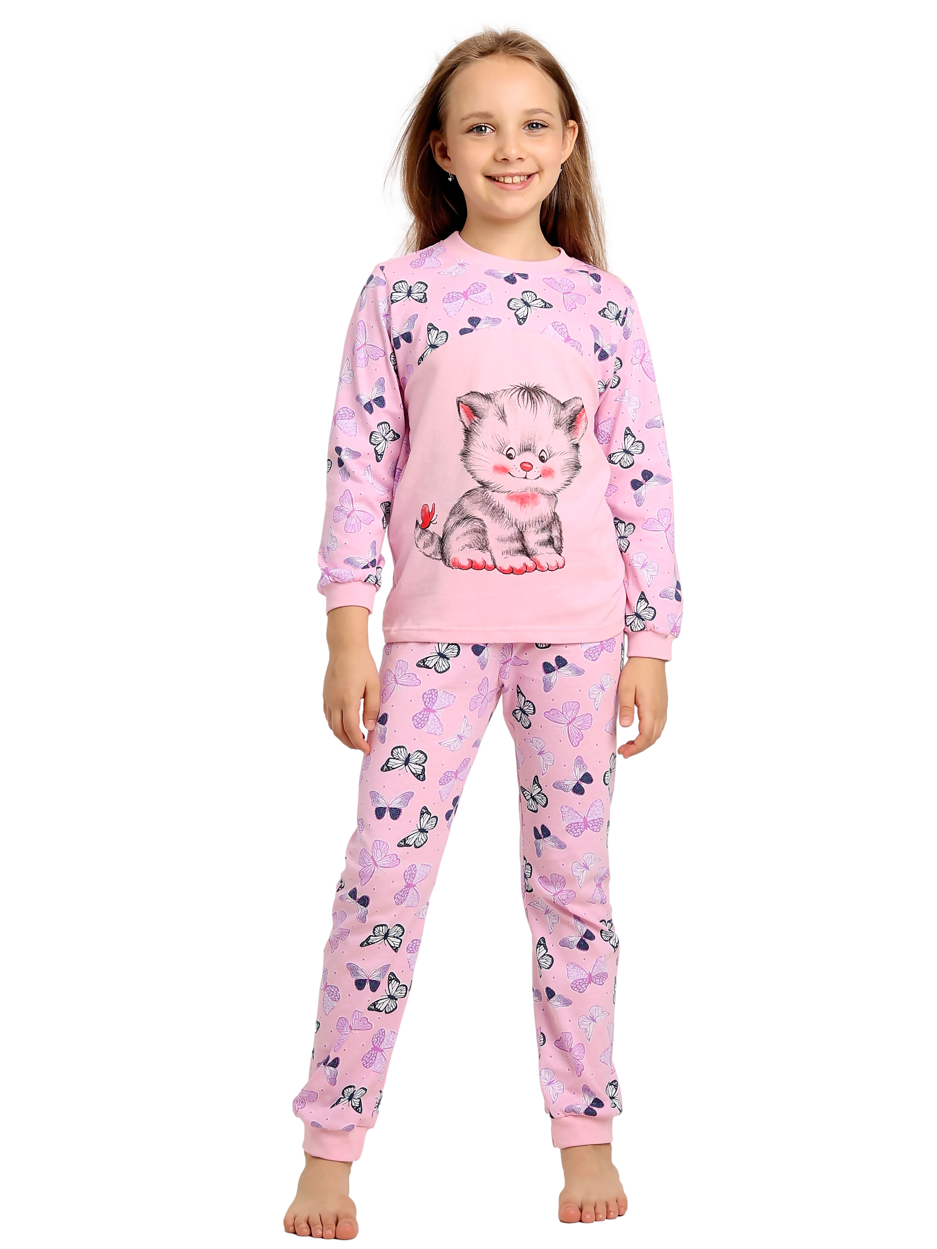 Изображение товара Детская хлопковая пижама для девочки 110 яркий дизайн