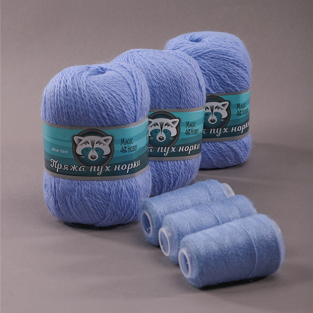 Пряжа Magic 4 Hobby Пух норки (80% пух норки, 20% полиамид) 3х50г/350м цвет голубой - фото 4
