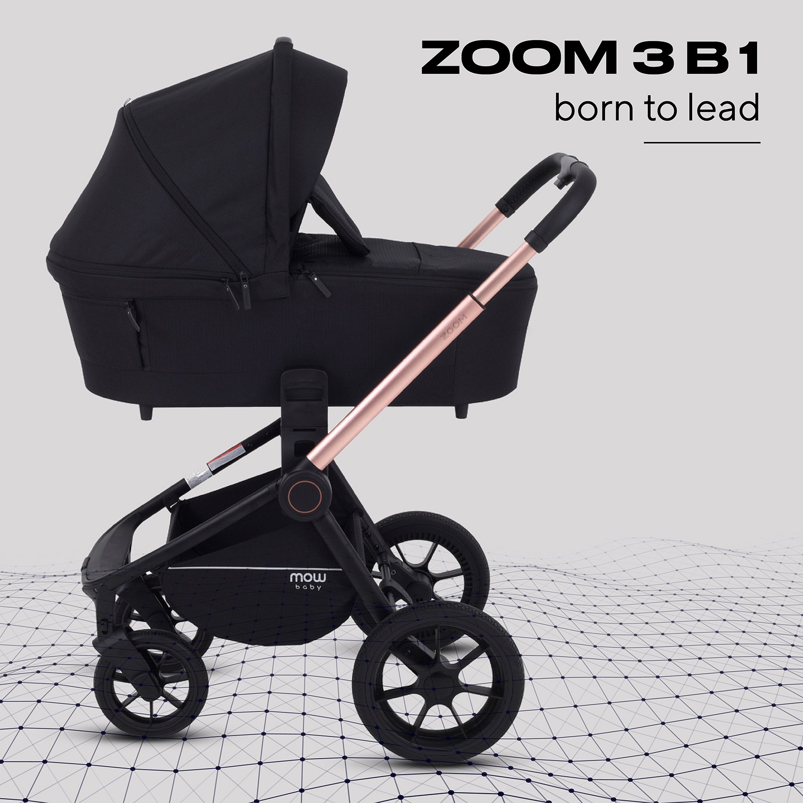 Изображение товара Универсальная детская коляска 3в1 MOWBaby ZOOM new gold black