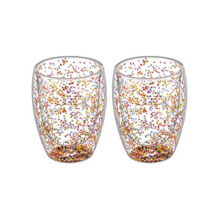 Набор стаканов Elan Gallery 2 шт 350 мл Crystal glass с двойными стенками и декором из глиттера