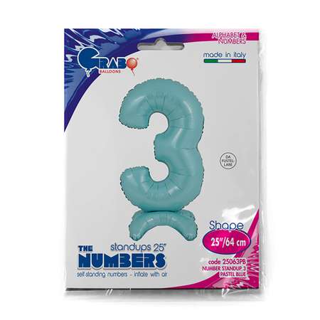 Шар GRABO Цифра 3 фольгированный Pastel-Blue 1207-4267