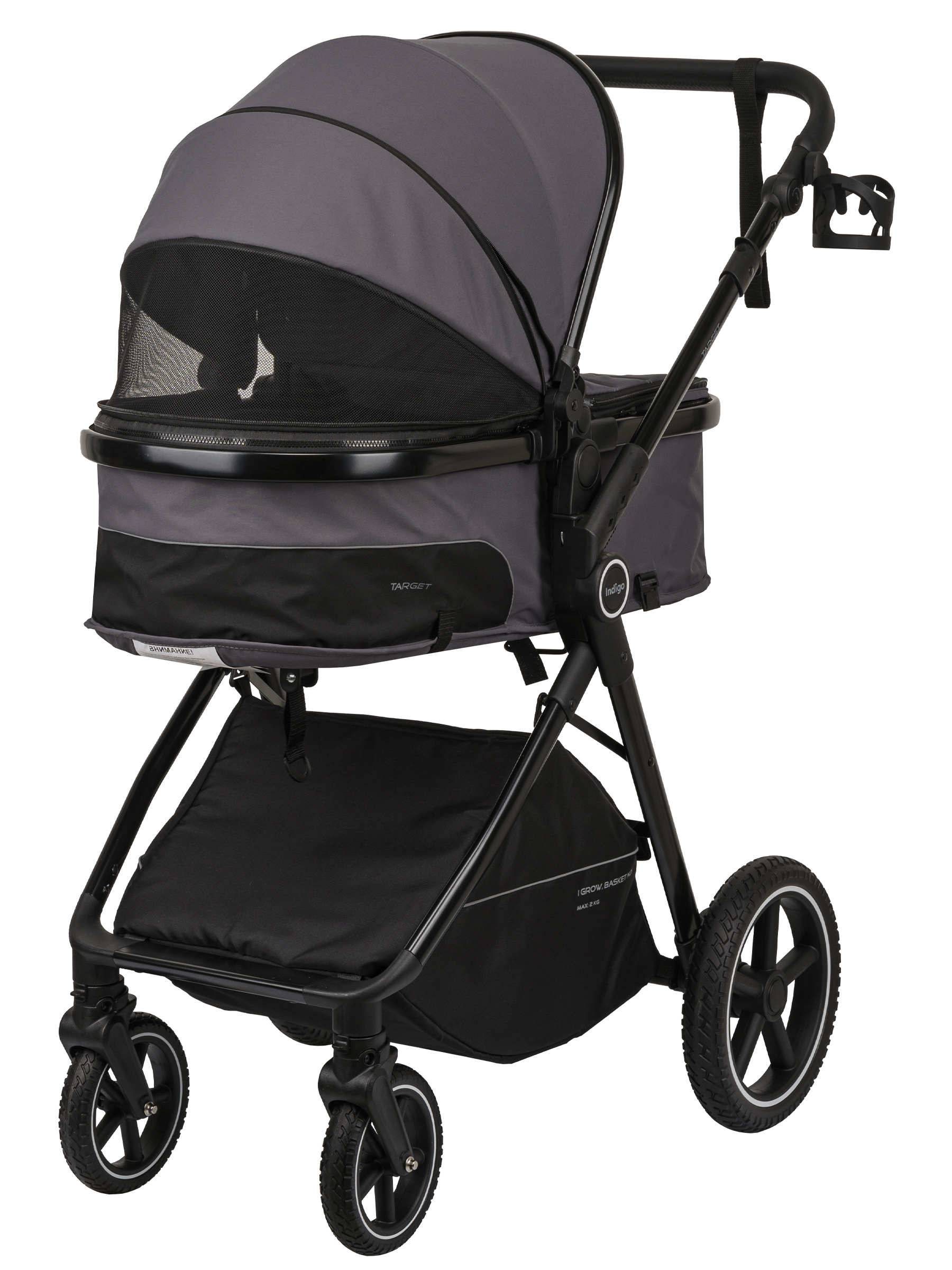 Коляска трансформер Indigo TARGET 3в1 серый - фото 19