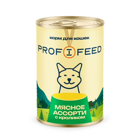 Корм консервированный для кошек Profifeed Мясное ассорти с кроликом 340 г 12шт