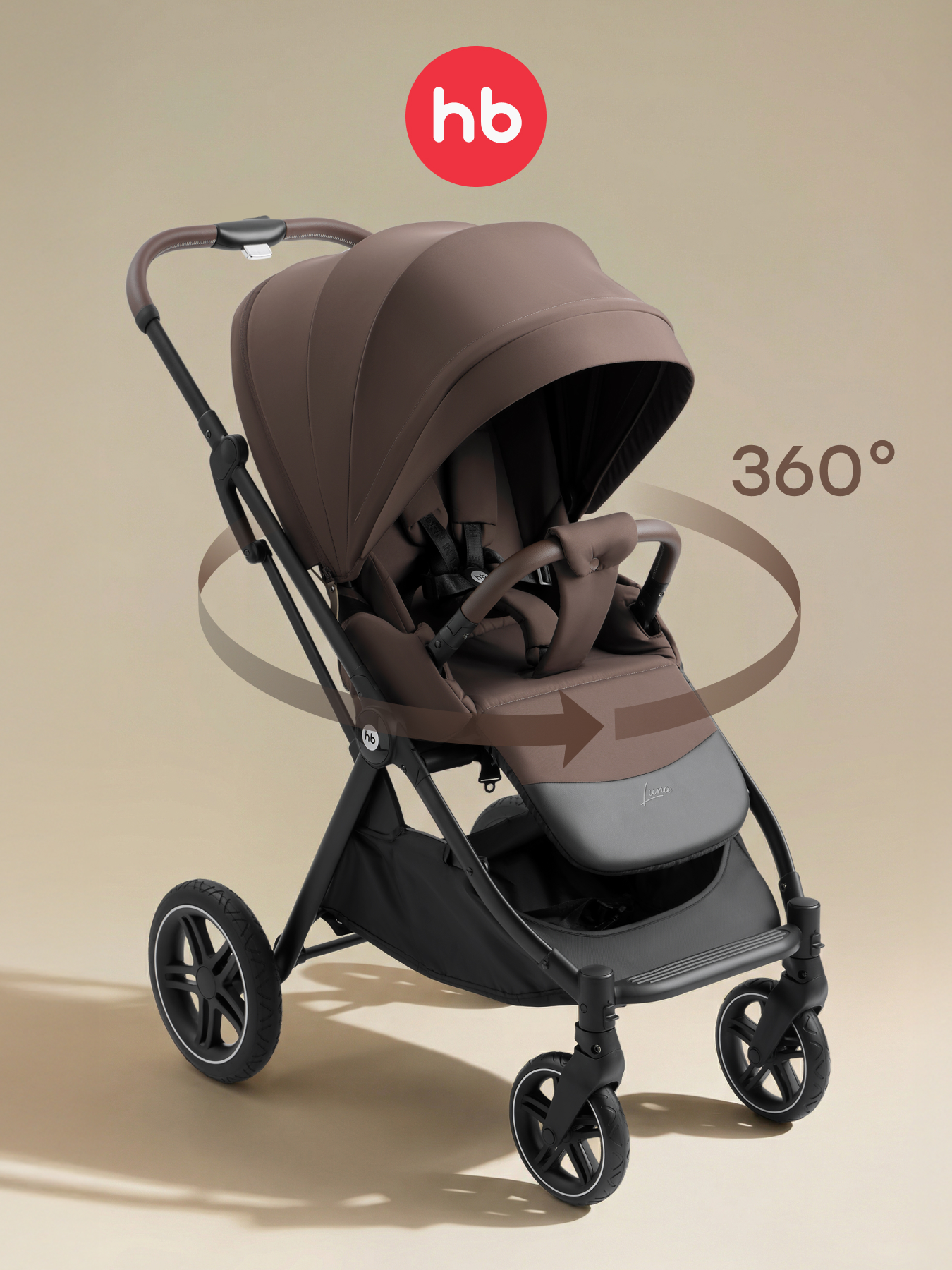Коляска прогулочная Happy Baby Luna 360 коричневый - фото 1