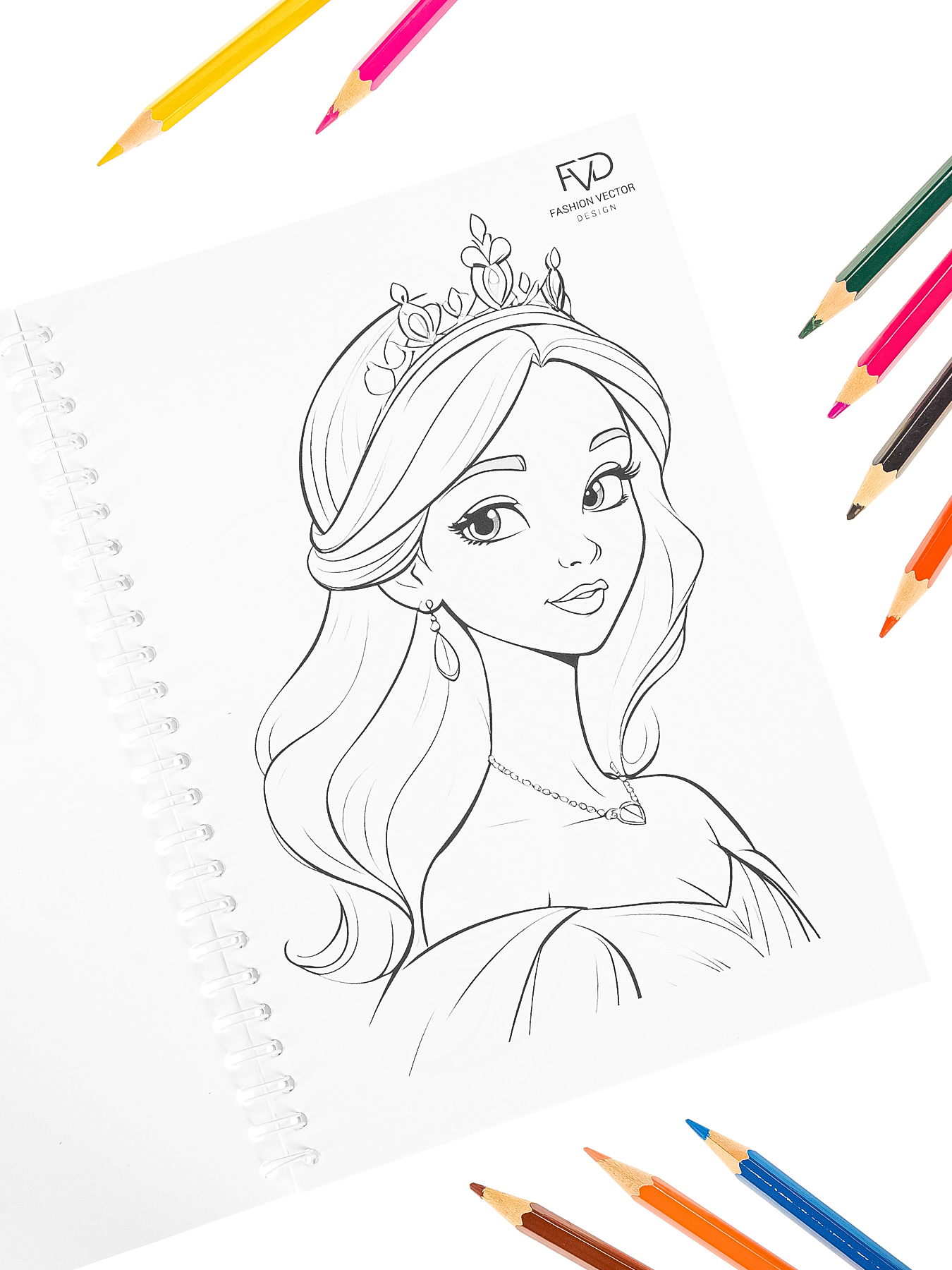 Раскраска для детей Fashion Vector Design Единороги, Принцессы, Феи, 30 листов, А5, подарок девочкам - фото 2