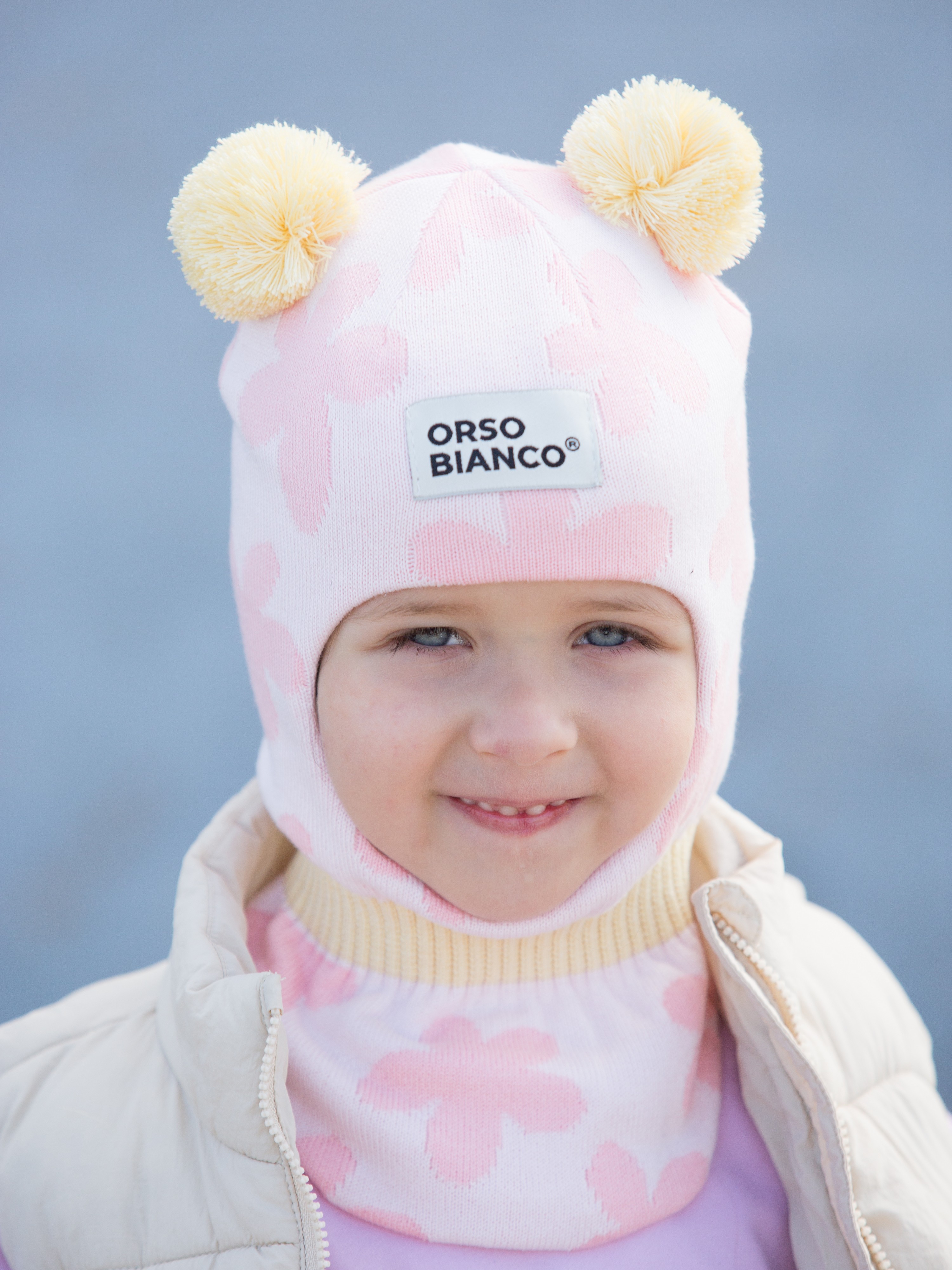 Шапка-шлем Orso Bianco 02064-52_розовый/ваниль - фото 1