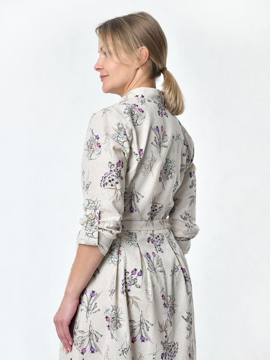 Платье Льняная Горница пл025-02/бежевый-сиреневый-серый - фото 14