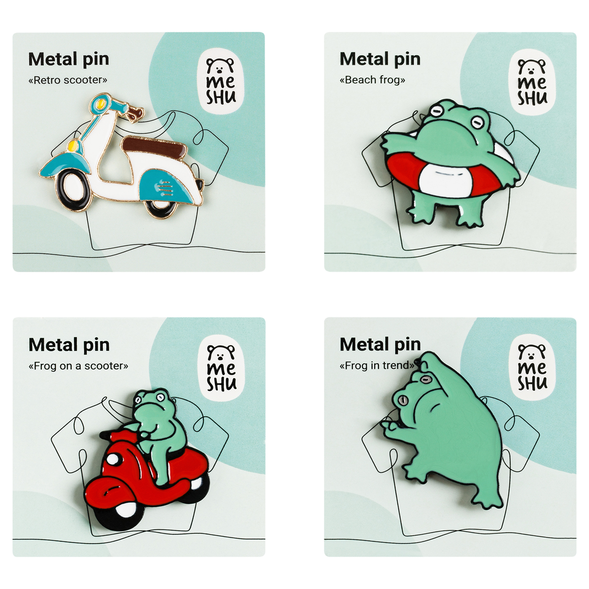 Значок Meshu Frog in trend 4 шт. - фото 1
