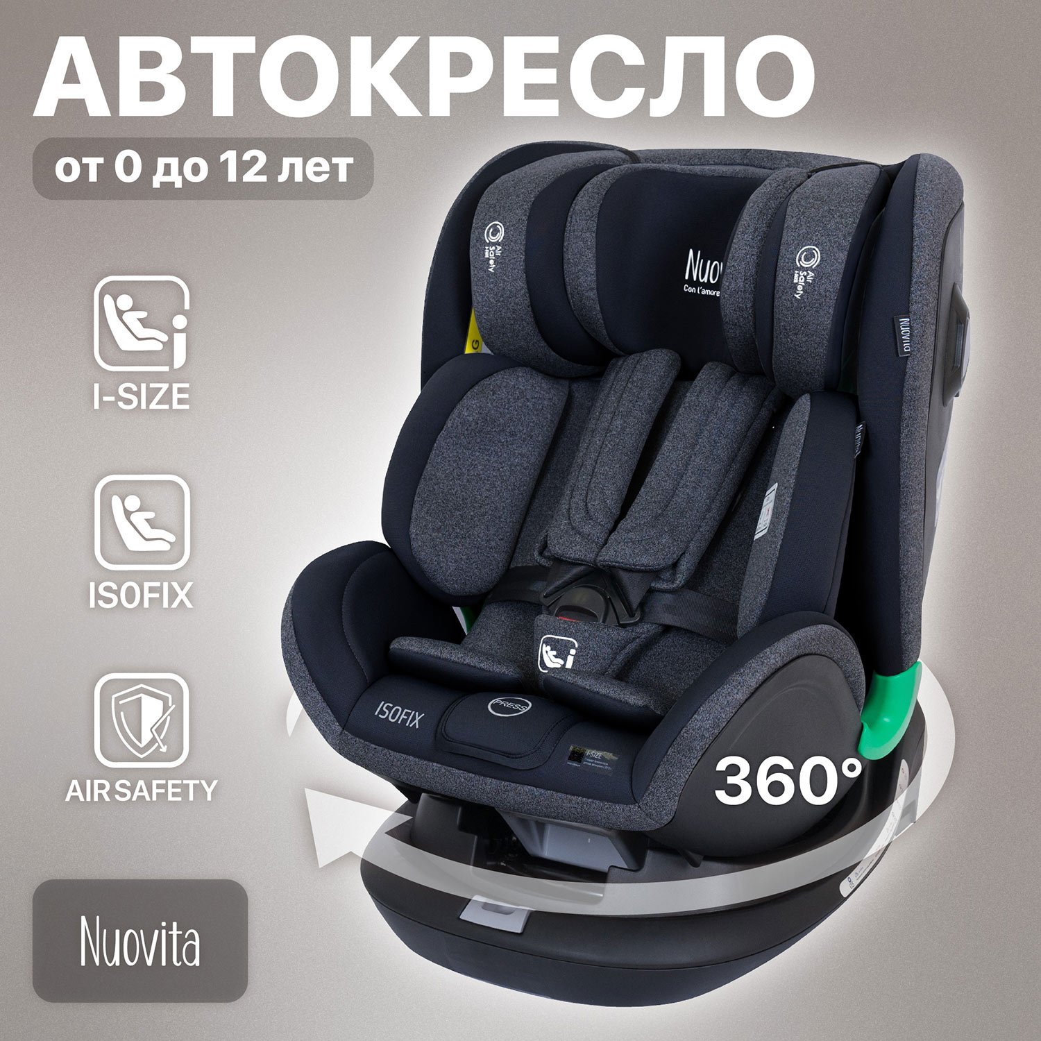 Автокресло Nuovita 0+/1/2/3 (0-36 кг) - фото 1