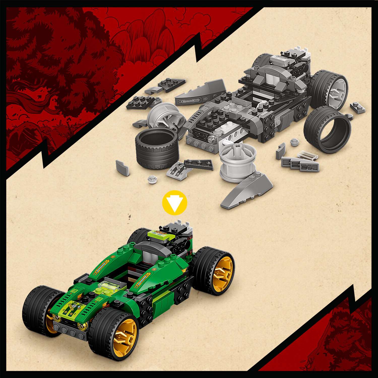 Конструктор LEGO NINJAGO Гоночный автомобиль ЭВО Ллойда блочный - фото 5