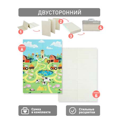Детский коврик MIKMEL складной игровой развивающий двусторонний для ползания