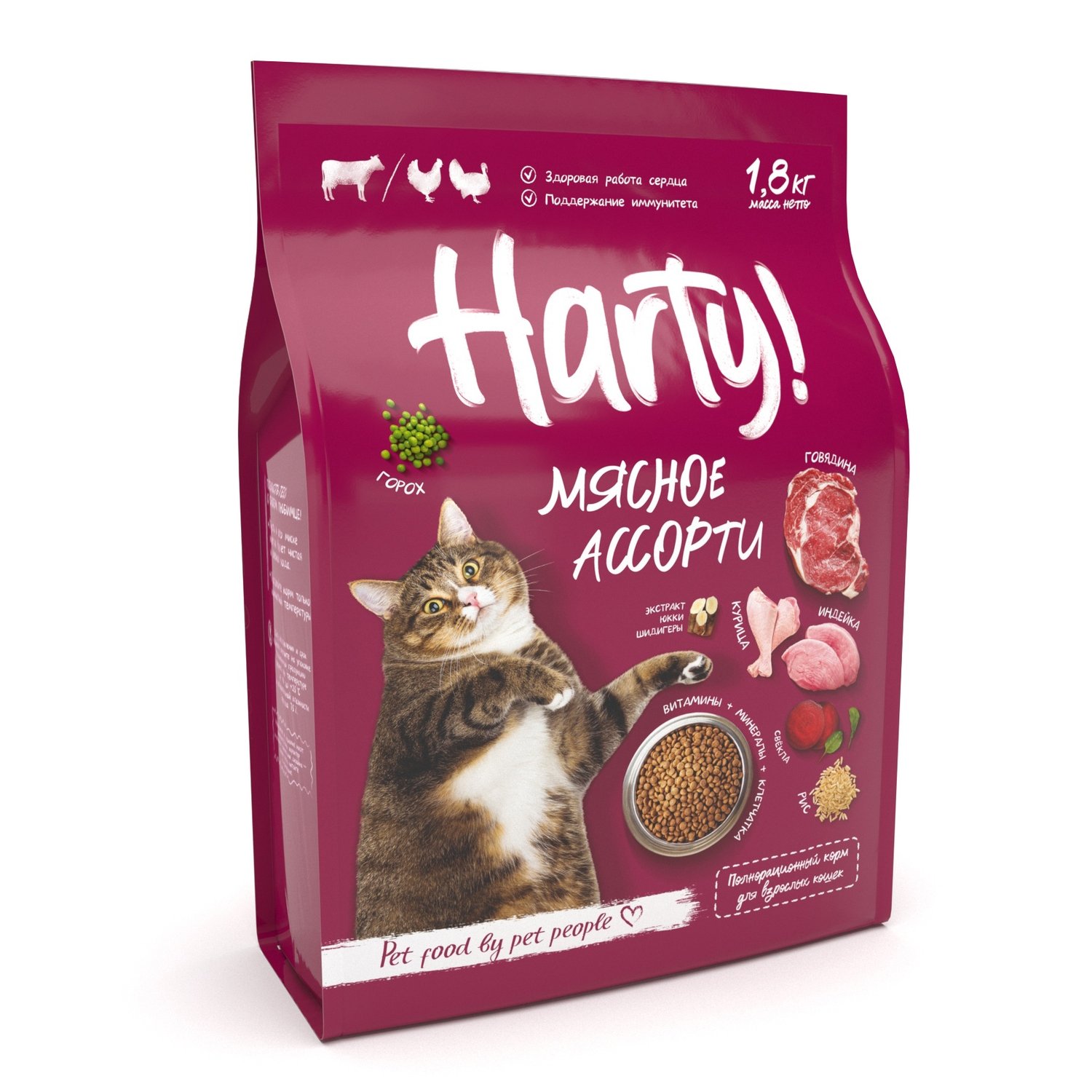 Корм для кошек Harty 1,8кг Мясное ассорти для взрослых полнорационный сухой - фото 2