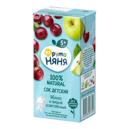 Сок ФрутоНяня из яблок и вишни 0,2 л с 5 месяцев