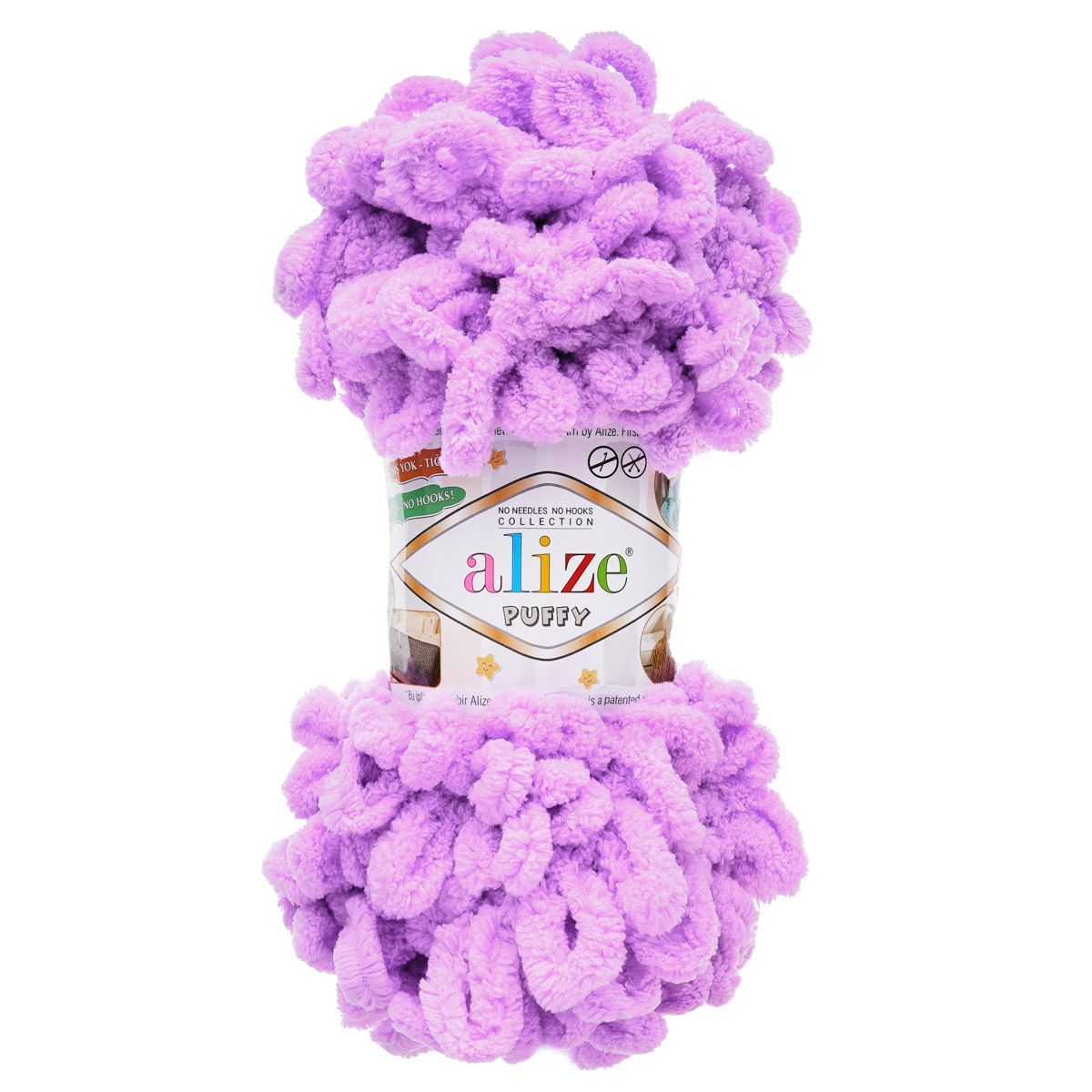 Пряжа для вязания Alize puffy 100 г 9 м микрополиэстер фантазийная плюшевая 378 орхидея 5 мотков - фото 5